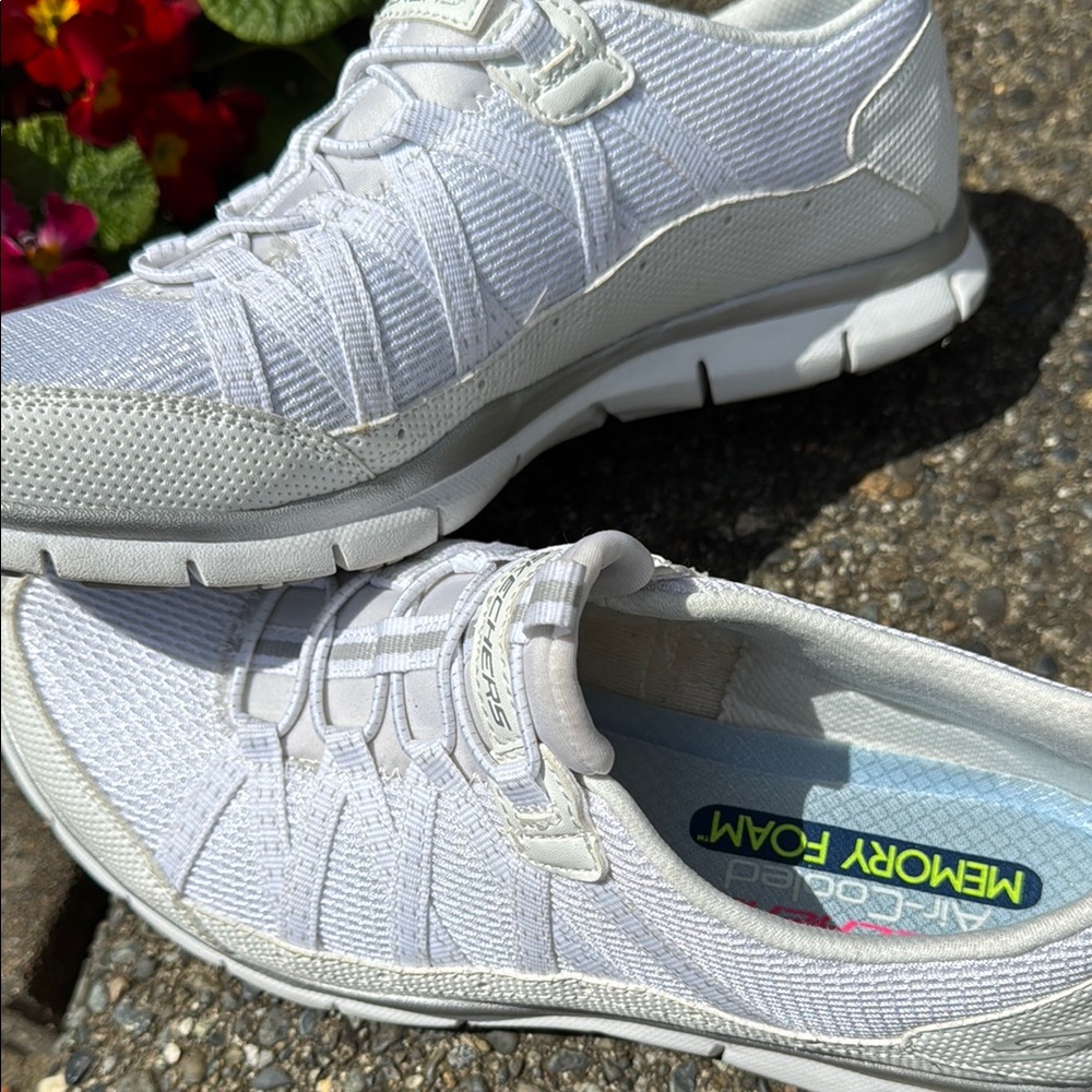 Sketchers White Athletic Sneakers - Picture 2 of 6